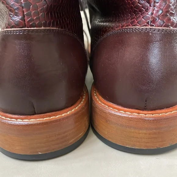 Marc Nolan Brown Lincoln Leather Croc Texture Trim Cap Toe Shoes, Size 15 - Picture 7 of 10